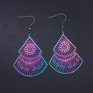 Bohemia Fashion Dream Catcher Drop Earring for Women Wholesale 100% Stainless Steel Boho Feather Lotus  Jewelry Dropshipping