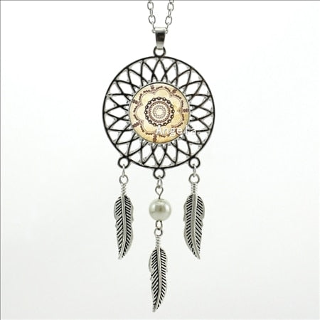 2017 Trendy Style Vintage Sunflower Necklace Flower Henna Tattoo Jewelry Indian Dream Catcher Necklace DC-00232