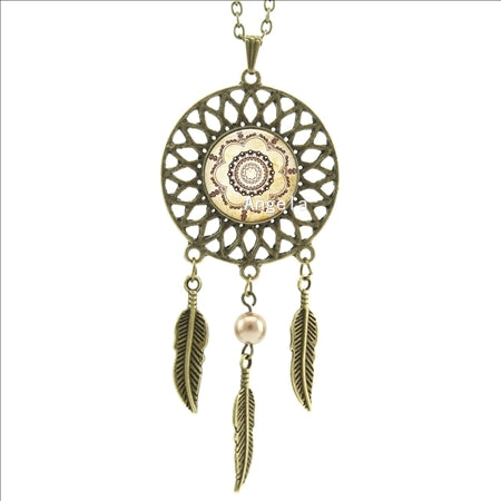 2017 Trendy Style Vintage Sunflower Necklace Flower Henna Tattoo Jewelry Indian Dream Catcher Necklace DC-00232