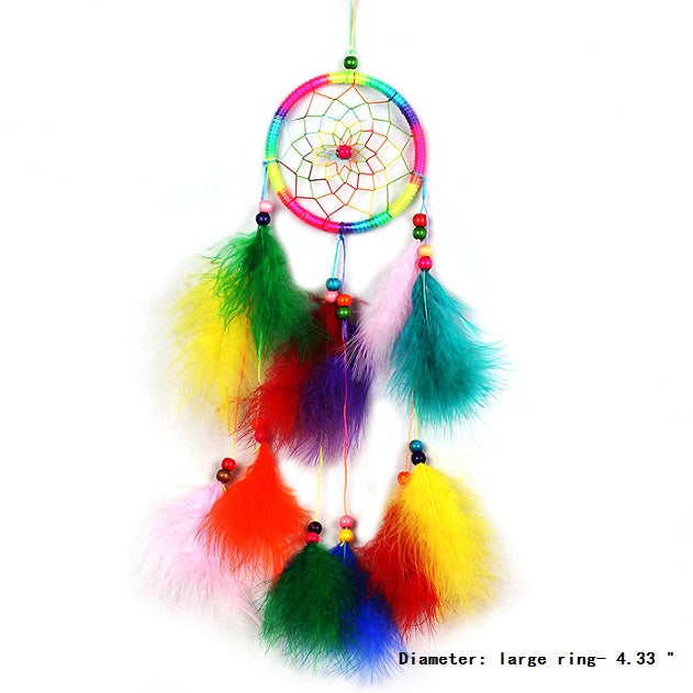 Feather Crafts Dream Catcher Brown Wind Chimes Handmade Dreamcatcher Net for Wall Hanging Car Home Decoration