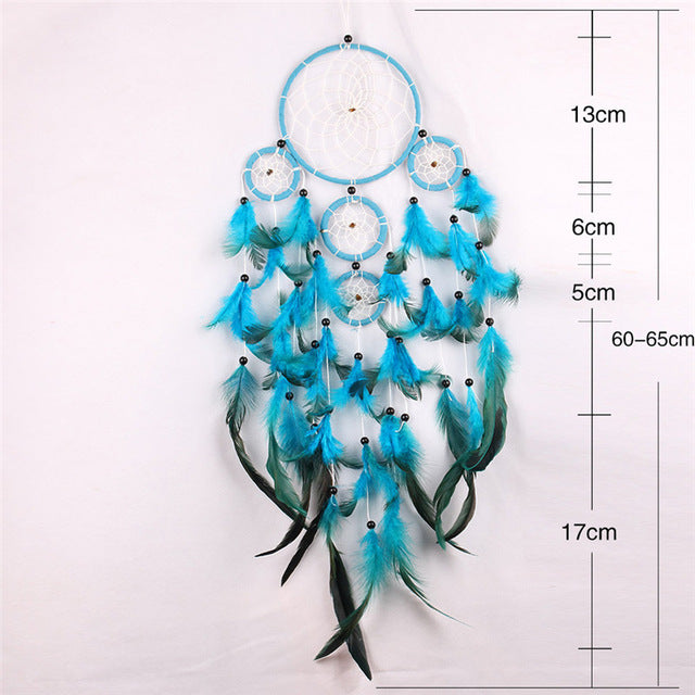 Feather Crafts Dream Catcher Brown Wind Chimes Handmade Dreamcatcher Net for Wall Hanging Car Home Decoration