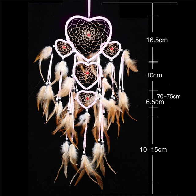 Feather Crafts Dream Catcher Brown Wind Chimes Handmade Dreamcatcher Net for Wall Hanging Car Home Decoration