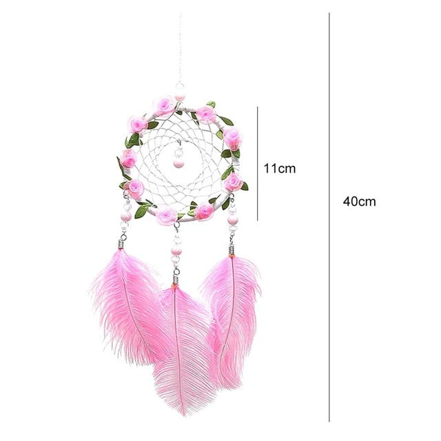 Feather Crafts Dream Catcher Brown Wind Chimes Handmade Dreamcatcher Net for Wall Hanging Car Home Decoration