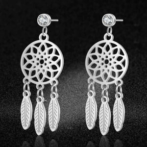 LaVixMia Authentic Stainless Steel Bohemia Jewelry Dream Catcher Earring Wholesale Female Feather Lotus Earrings Dropshipping
