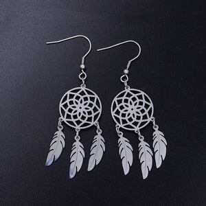 LaVixMia Authentic Stainless Steel Bohemia Jewelry Dream Catcher Earring Wholesale Female Feather Lotus Earrings Dropshipping