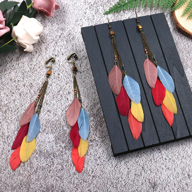 Bohemia Women Earrings Feather Long Design Dream Catcher Earrings for Women Jewelry Bijoux Beautiful Gorgeous Earring Oorbellen