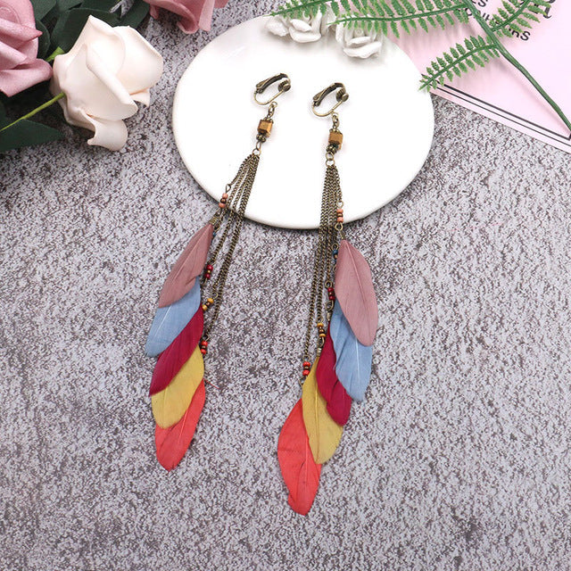 Bohemia Women Earrings Feather Long Design Dream Catcher Earrings for Women Jewelry Bijoux Beautiful Gorgeous Earring Oorbellen