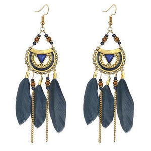 Bohemia Feather Earrings Long Design Dream Catcher Earrings for Women Ethnic Jewelry Sumptuous Ornaments Pendant Z3E644