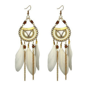 Bohemia Feather Earrings Long Design Dream Catcher Earrings for Women Ethnic Jewelry Sumptuous Ornaments Pendant Z3E644