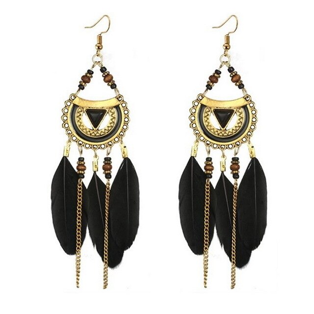 Bohemia Feather Earrings Long Design Dream Catcher Earrings for Women Ethnic Jewelry Sumptuous Ornaments Pendant Z3E644