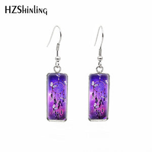 2020 New Dreamcatcher Art Rectangular Earring Dream Catcher Painting Earrings Glass Dome Jewelry Art Earring