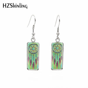 2020 New Dreamcatcher Art Rectangular Earring Dream Catcher Painting Earrings Glass Dome Jewelry Art Earring