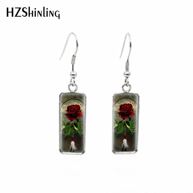 2020 New Dreamcatcher Art Rectangular Earring Dream Catcher Painting Earrings Glass Dome Jewelry Art Earring