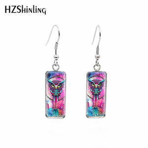 2020 New Dreamcatcher Art Rectangular Earring Dream Catcher Painting Earrings Glass Dome Jewelry Art Earring
