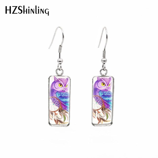 2020 New Dreamcatcher Art Rectangular Earring Dream Catcher Painting Earrings Glass Dome Jewelry Art Earring