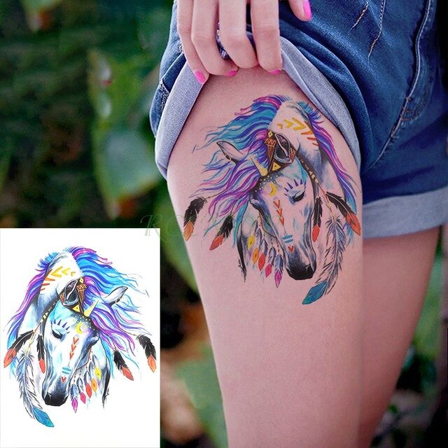 Waterproof Temporary Tattoo Sticker unicorn horse mermaid dream catcher fox tatto stickers flash tatoo fake tattoos for women 27