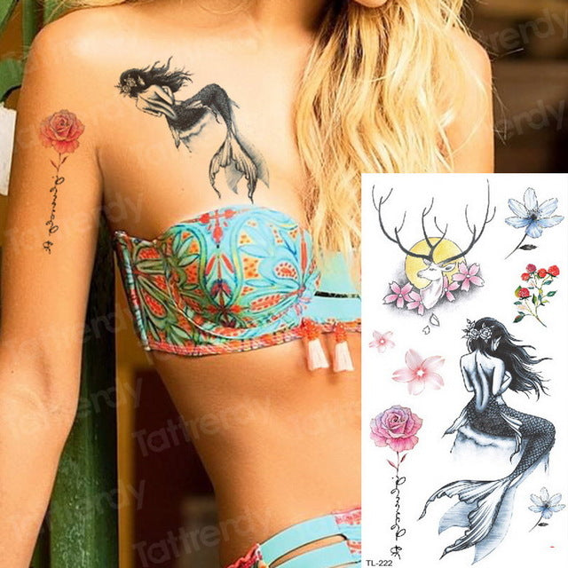 temporary tattoo stickers women lotus flower tattoo body art sea tattoos dream catcher feather tattoo for girls water tatoo kids