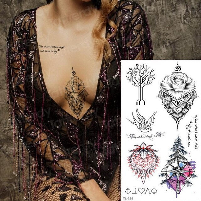 temporary tattoo stickers women lotus flower tattoo body art sea tattoos dream catcher feather tattoo for girls water tatoo kids