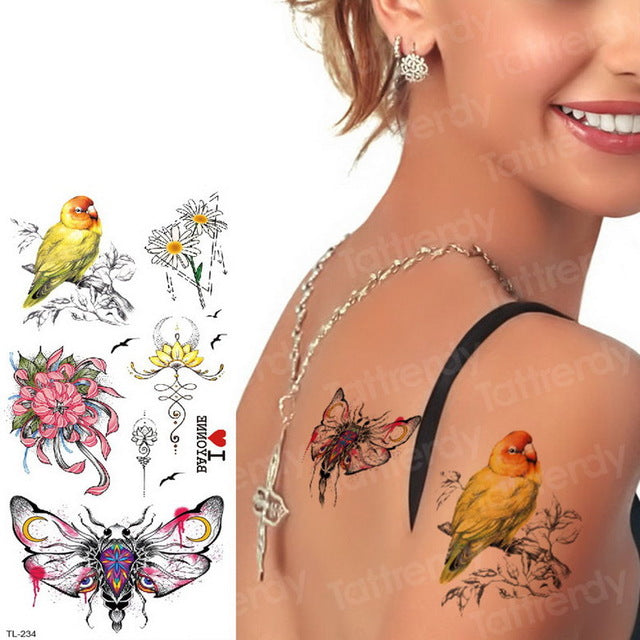 temporary tattoo stickers women lotus flower tattoo body art sea tattoos dream catcher feather tattoo for girls water tatoo kids