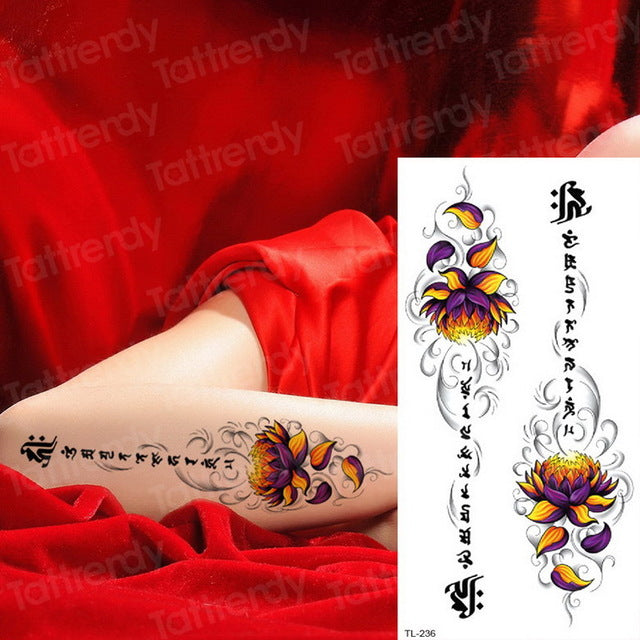 temporary tattoo stickers women lotus flower tattoo body art sea tattoos dream catcher feather tattoo for girls water tatoo kids