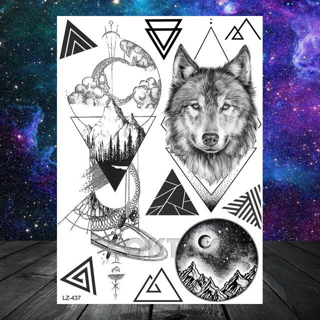 COKTAK 3D Fox Feather Dream Catcher Geometric Rose Temporary Tattoos Sticker Floral Sexy Tatoos Body Art Arm Wrist Tattoo Papers