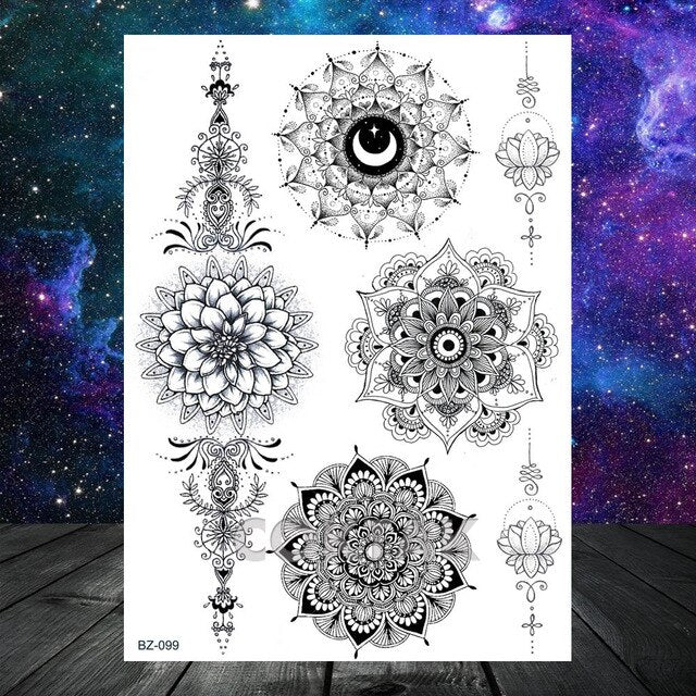 COKTAK 3D Fox Feather Dream Catcher Geometric Rose Temporary Tattoos Sticker Floral Sexy Tatoos Body Art Arm Wrist Tattoo Papers