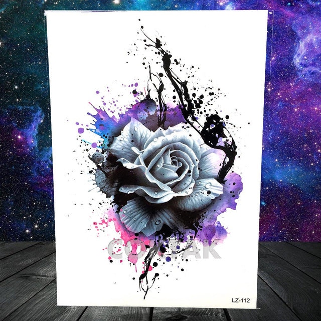 COKTAK 3D Fox Feather Dream Catcher Geometric Rose Temporary Tattoos Sticker Floral Sexy Tatoos Body Art Arm Wrist Tattoo Papers