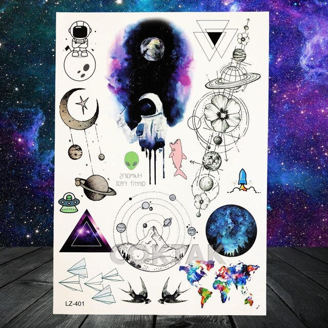 COKTAK 3D Fox Feather Dream Catcher Geometric Rose Temporary Tattoos Sticker Floral Sexy Tatoos Body Art Arm Wrist Tattoo Papers