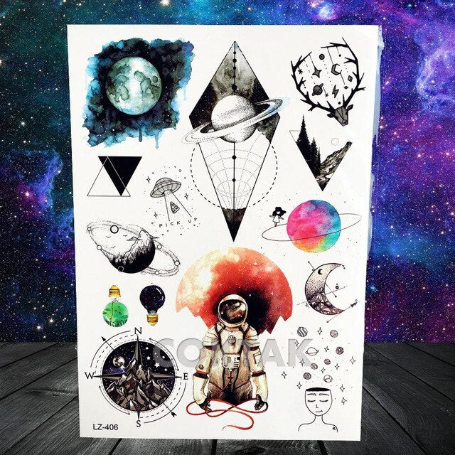 COKTAK 3D Fox Feather Dream Catcher Geometric Rose Temporary Tattoos Sticker Floral Sexy Tatoos Body Art Arm Wrist Tattoo Papers