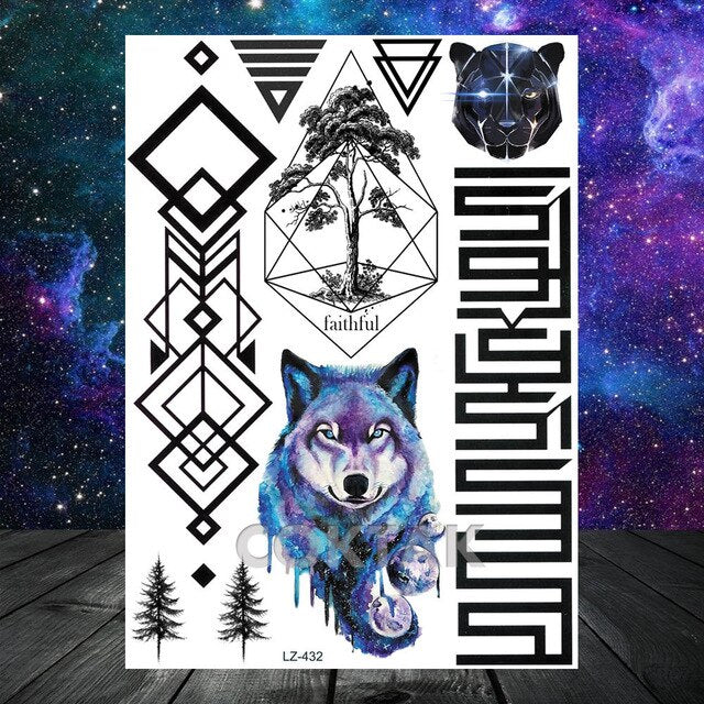 COKTAK 3D Fox Feather Dream Catcher Geometric Rose Temporary Tattoos Sticker Floral Sexy Tatoos Body Art Arm Wrist Tattoo Papers