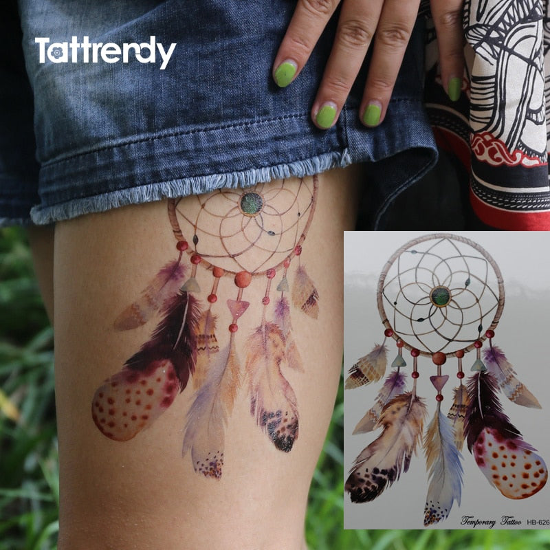 1pc new 3D dreamcatcher dream catcher shoulder tattoo 2 size Waterproof Temporary Tattoo sticker tatoos flash lace mandala girl