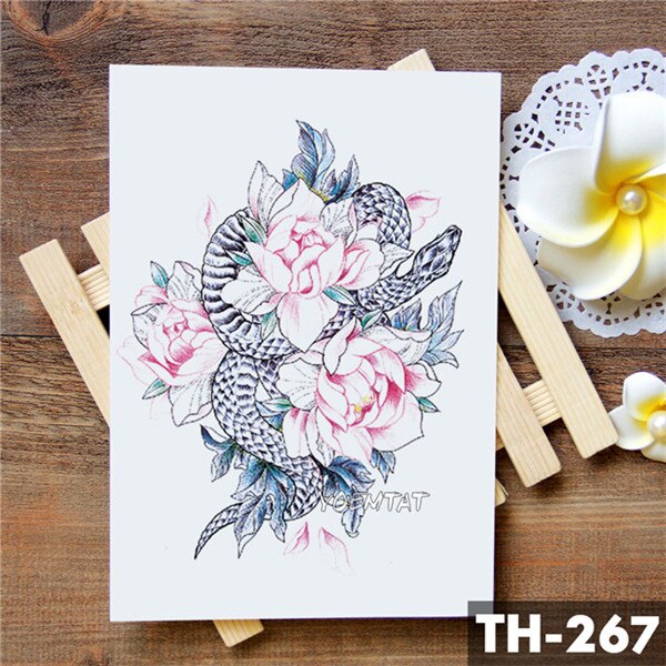 Dream catcher Moon Lotus Flower Temporary Tattoo Sticker Peony Snake Owl Fox Flash Tattoos Small Body Art Waterproof Tatoo