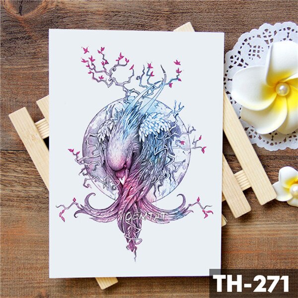 Dream catcher Moon Lotus Flower Temporary Tattoo Sticker Peony Snake Owl Fox Flash Tattoos Small Body Art Waterproof Tatoo