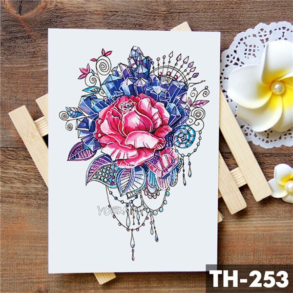 Dream catcher Moon Lotus Flower Temporary Tattoo Sticker Peony Snake Owl Fox Flash Tattoos Small Body Art Waterproof Tatoo