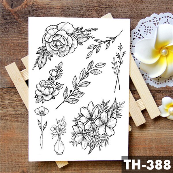 Dream catcher Moon Lotus Flower Temporary Tattoo Sticker Peony Snake Owl Fox Flash Tattoos Small Body Art Waterproof Tatoo