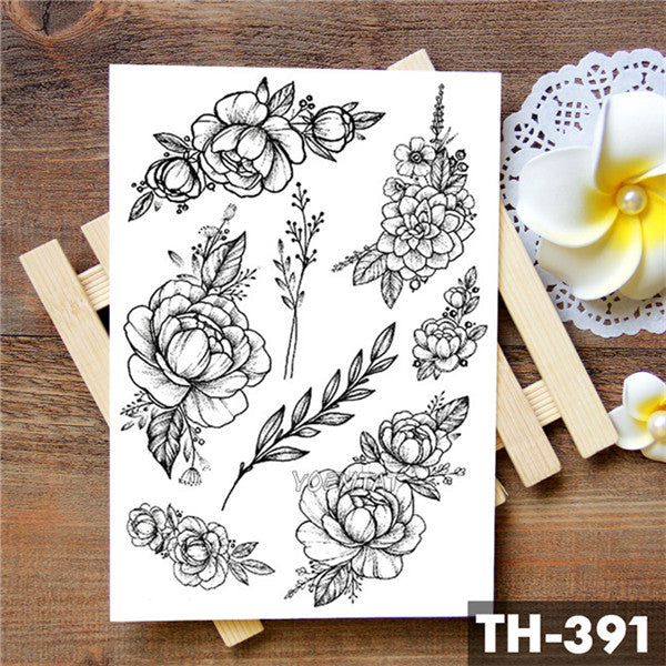 Dream catcher Moon Lotus Flower Temporary Tattoo Sticker Peony Snake Owl Fox Flash Tattoos Small Body Art Waterproof Tatoo