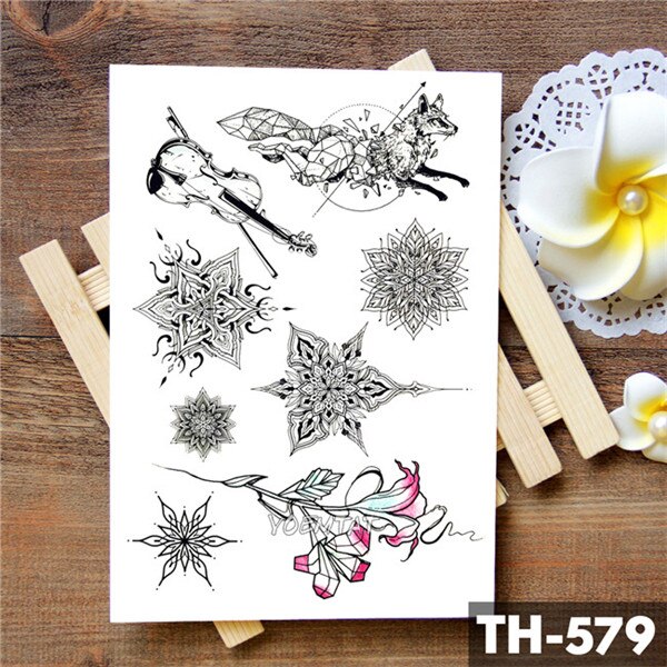 Dream catcher Moon Lotus Flower Temporary Tattoo Sticker Peony Snake Owl Fox Flash Tattoos Small Body Art Waterproof Tatoo