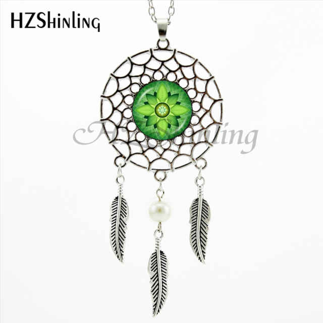 2017 Trendy Style Dreamcatcher Pendant Purple Blue Om Necklace Flower of Life Jewelry Dream Catcher Necklace NDC-0043