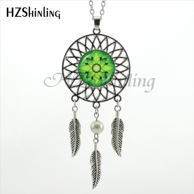 2017 Trendy Style Dreamcatcher Pendant Purple Blue Om Necklace Flower of Life Jewelry Dream Catcher Necklace NDC-0043