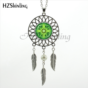 2017 Trendy Style Dreamcatcher Pendant Purple Blue Om Necklace Flower of Life Jewelry Dream Catcher Necklace NDC-0043