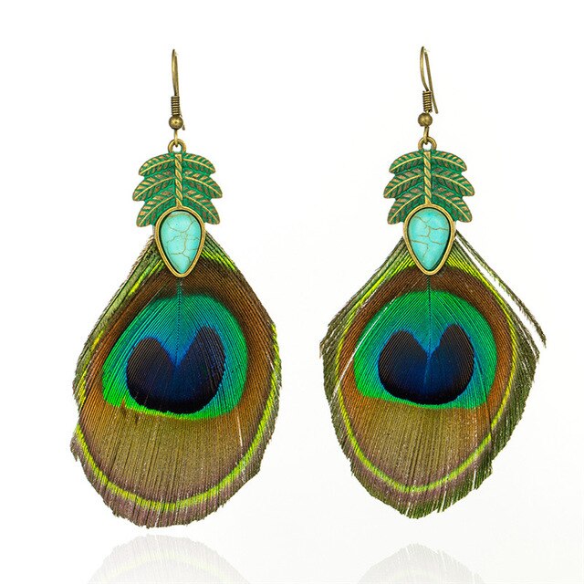 2018 Ethnic Feather Women's necklaces High quality Moon Dream catcher Long tassel Necklaces for women Peacock Feather Necklace