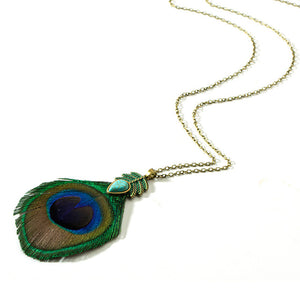 2018 Ethnic Feather Women's necklaces High quality Moon Dream catcher Long tassel Necklaces for women Peacock Feather Necklace