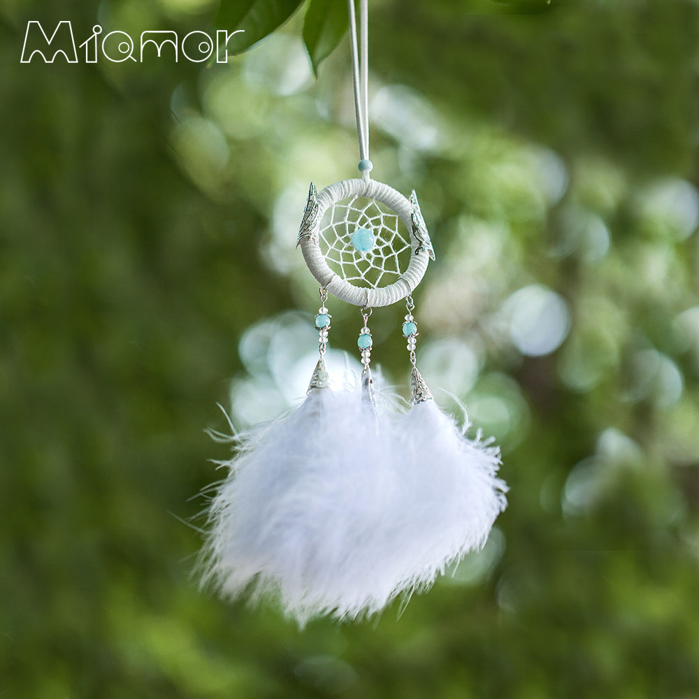 Small White Dreamcatcher & Wind Chimes Car & Bar & Home Wall Hanging Pendant Decor Dream Catcher Gift For Girlfriend AMOR0396