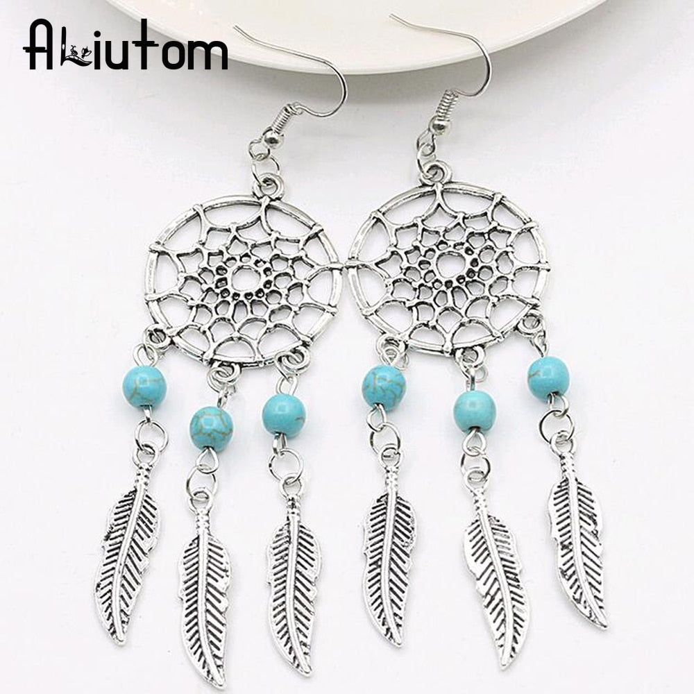 IPARAM 2018 New fashion jewelry vintage silver plated Dream catcher  earring gift for women girl A Direct Sale