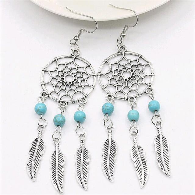 IPARAM 2018 New fashion jewelry vintage silver plated Dream catcher  earring gift for women girl A Direct Sale