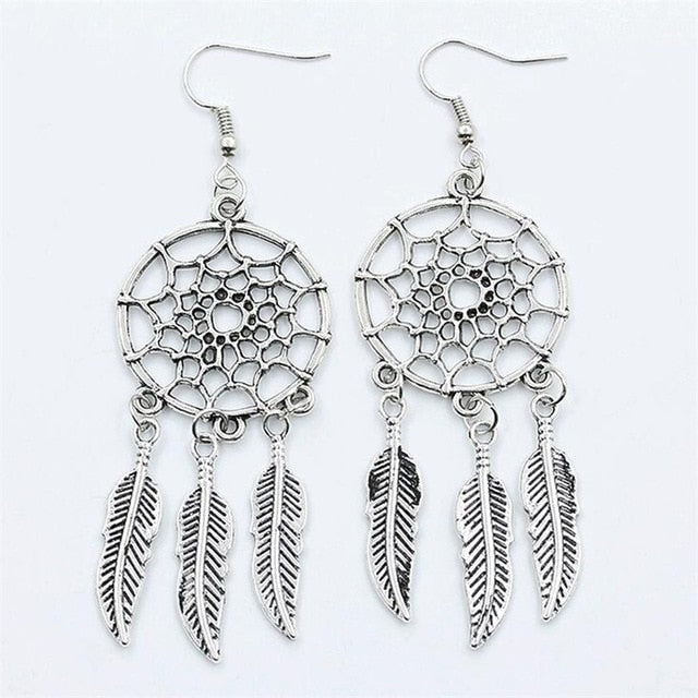 IPARAM 2018 New fashion jewelry vintage silver plated Dream catcher  earring gift for women girl A Direct Sale