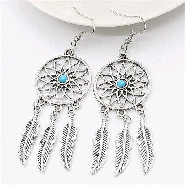 IPARAM 2018 New fashion jewelry vintage silver plated Dream catcher  earring gift for women girl A Direct Sale